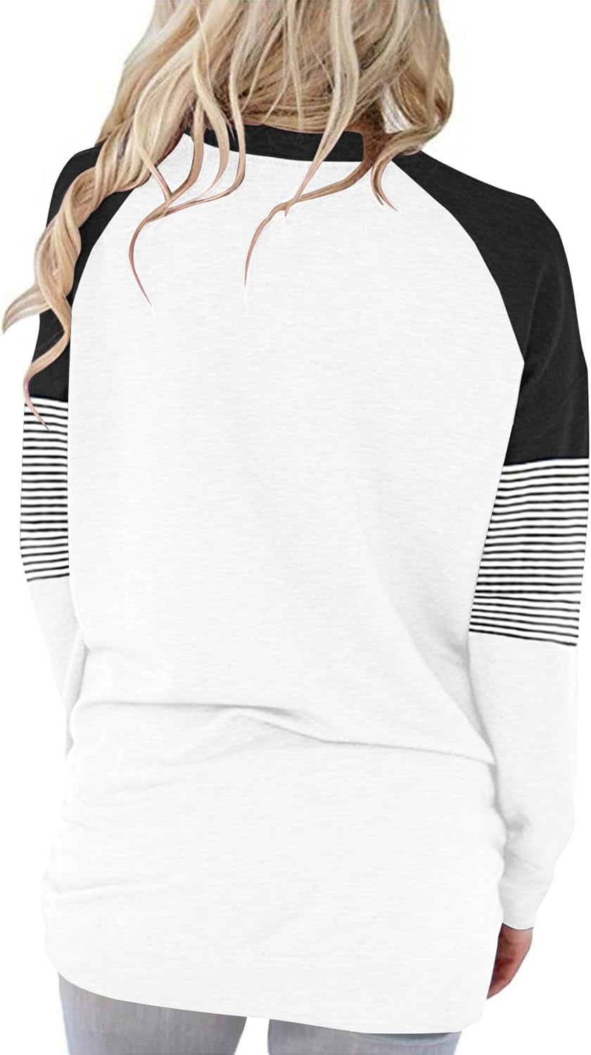 Womens Crewneck Sweatshirt Casual Loose Fit Tops Long Sleeve Shirts