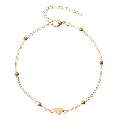 Trendy Beads Multilayer Summer Heart Anklet for Woman Bohemian Vintage Footwear Leg Bracelets 2021 Female Foot Jewelry Gifts New