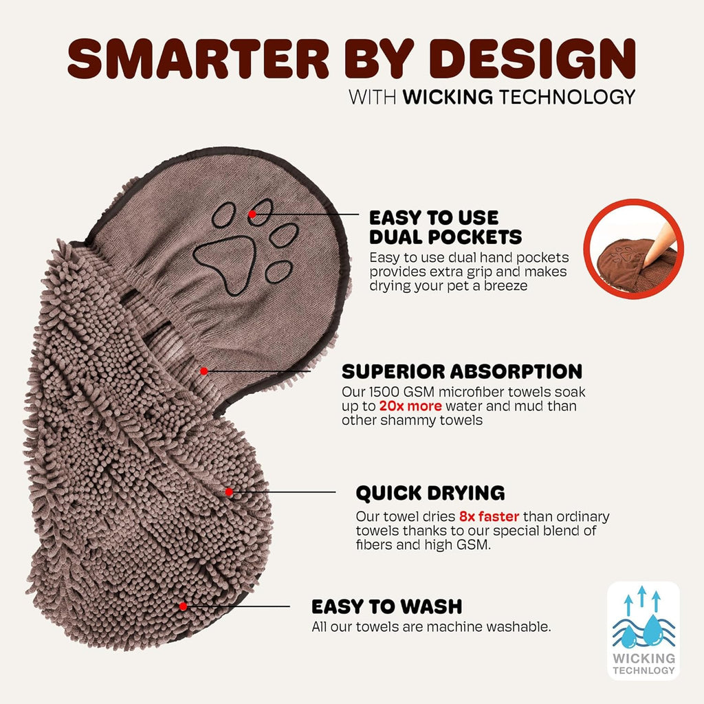 Dog Gone Smart the Dirty Dog Shammy - Grey, 31 × 13 Inches