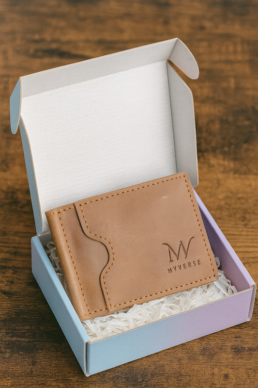 Men'S Slim Leather Bifold Wallet with Money Clip — RFID Blocking, Gift Box