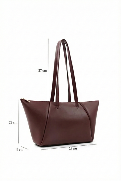 Brown Faux Leather Single Compartment Zipper Hand Shoulder Crossbody Bag