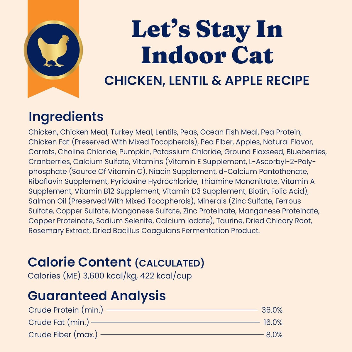 Indoor Chicken Dry Cat Food High Fiber, Adult & Senior Cats 12LB