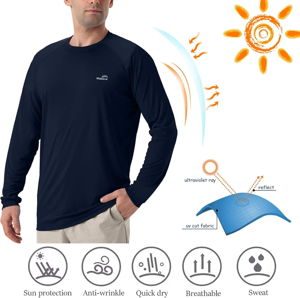 Men'S 2 Pack Shirts UPF 50+ Sun UV Protection Long Sleeve Shirts for Fishing Running Hiking Outdoor (Blueblack,Xxxl)