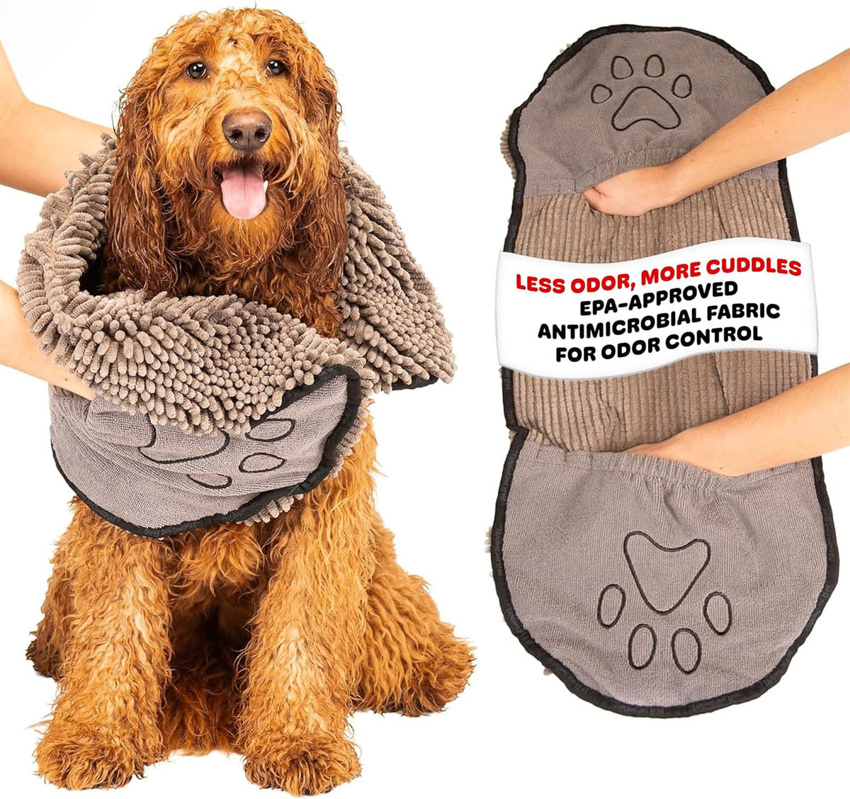 Dog Gone Smart the Dirty Dog Shammy - Grey, 31 × 13 Inches