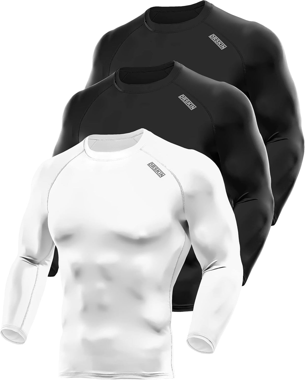 4, 3, 2 or 1 Pack Men'S Compression Shirts Top Long Sleeve Sports Baselayer Workout Running Athletic Active