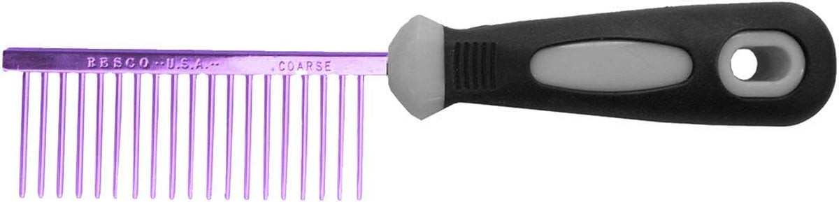 Professional Anti-Static Dog, Cat, Pet Comb for Grooming, Steel Pins, Coarse Tooth Spacing, Candy Purple (PF0671)