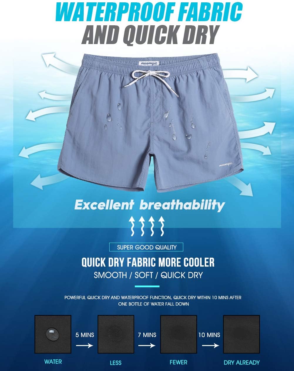Mens Swim Trunks 5" with Mesh Lining Quick Dry Bathing Suits for Men Swim Shorts Swimwear