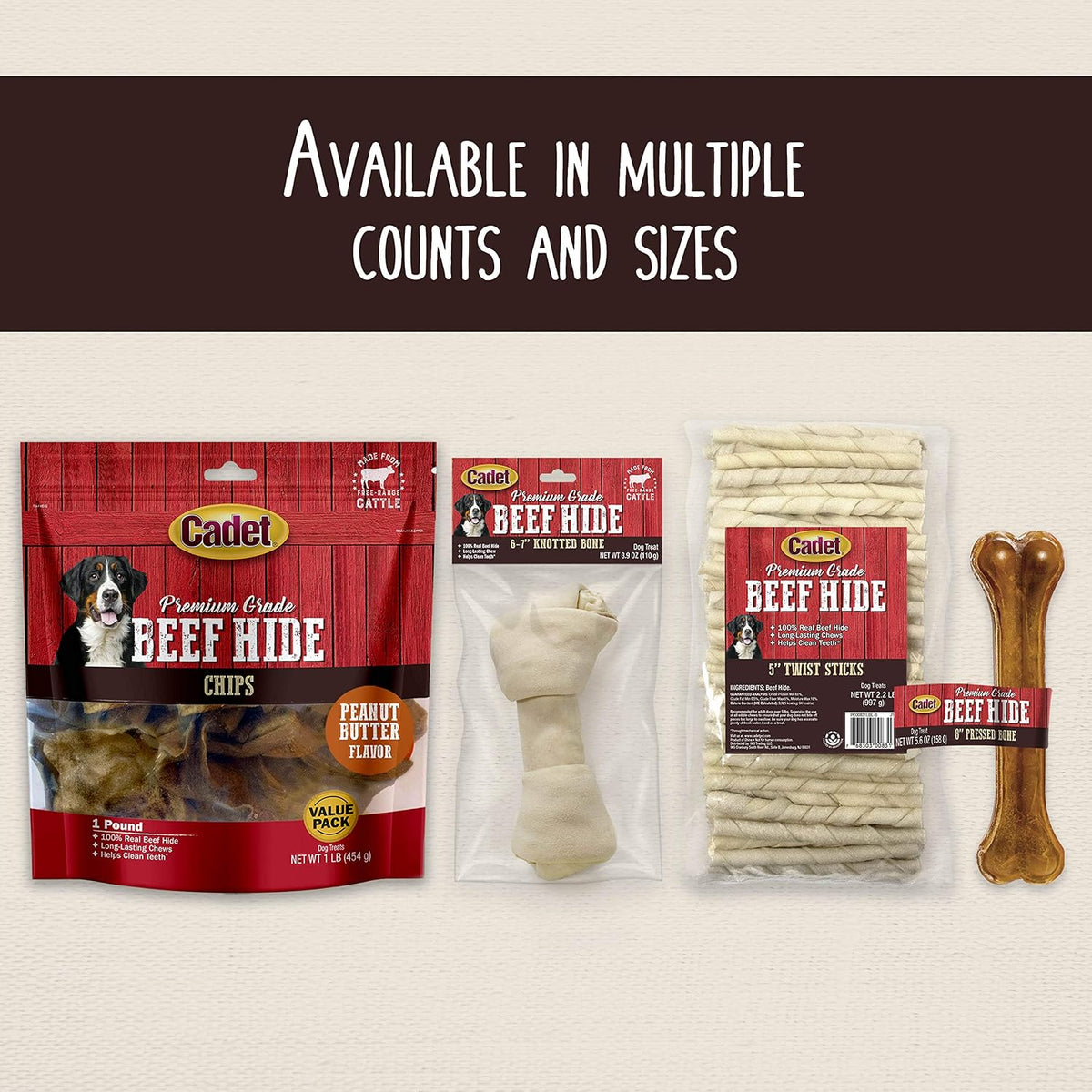 Premium Grade Beef Hide Twist Sticks Dog Chews, 34 Count, 5"