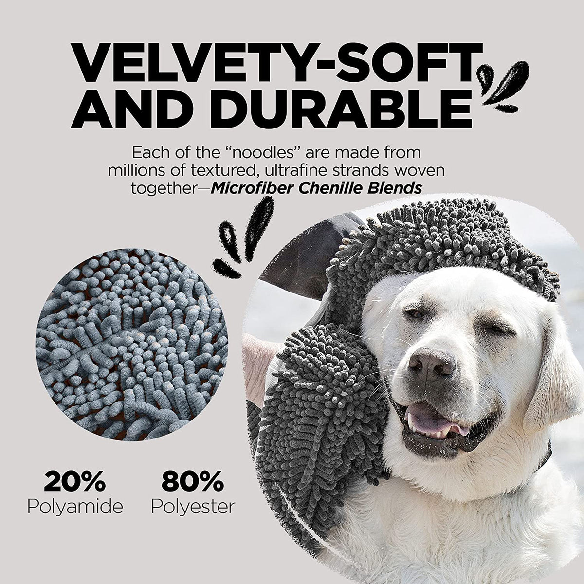 Soggy Doggy Super Shammy Absorbent Dog Towel, Gray, 31X14