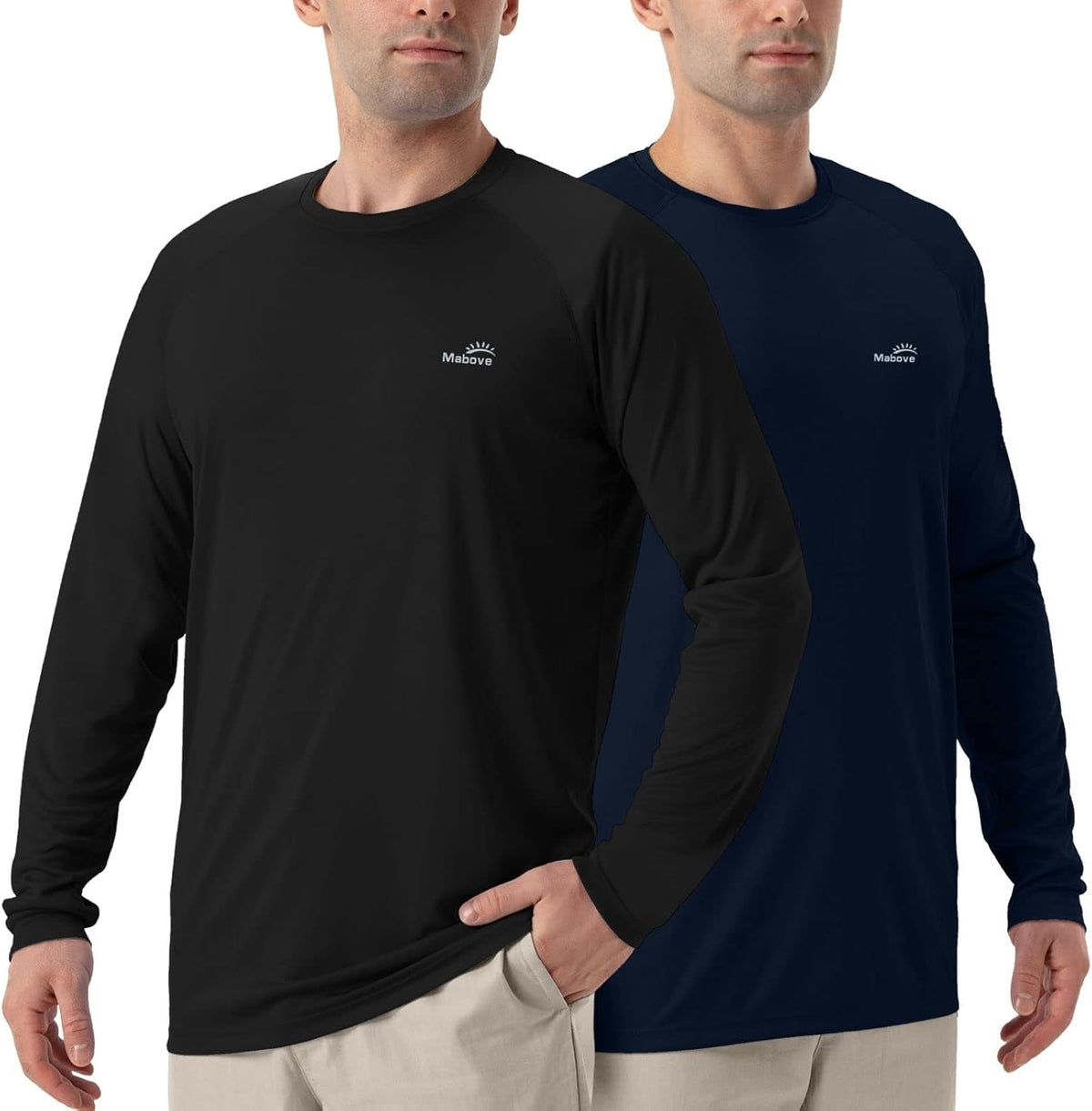 Men'S 2 Pack Shirts UPF 50+ Sun UV Protection Long Sleeve Shirts for Fishing Running Hiking Outdoor (Blueblack,Xxxl)